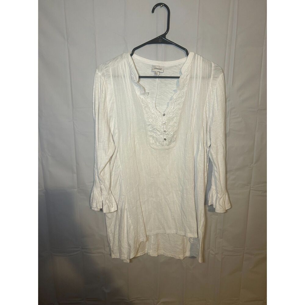 Avenue White Boho Embroidered V-Neck Blouse Tunic Womens Plus Size 14/16